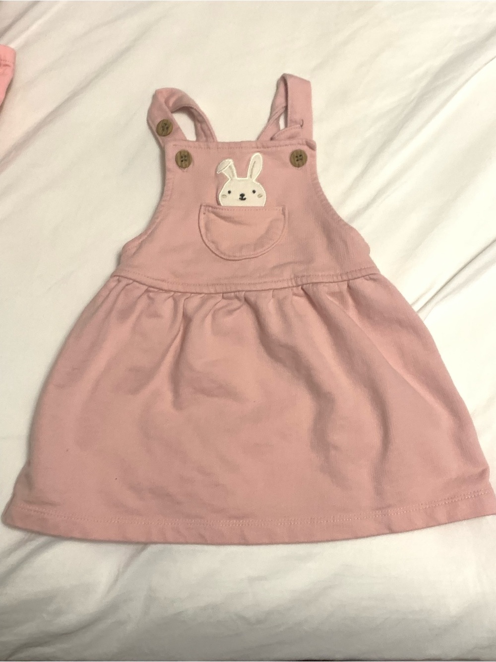 Carter's Light Pink Bunny Pocket Overall Dress